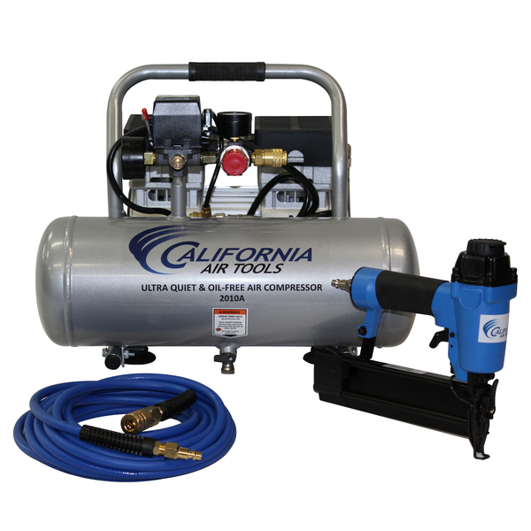 California Air Tools UltraQuiet, OilFree 1HP 2Gal Aluminum Tank AirCompressor w/NailGun Kit CAT-2010AGK18